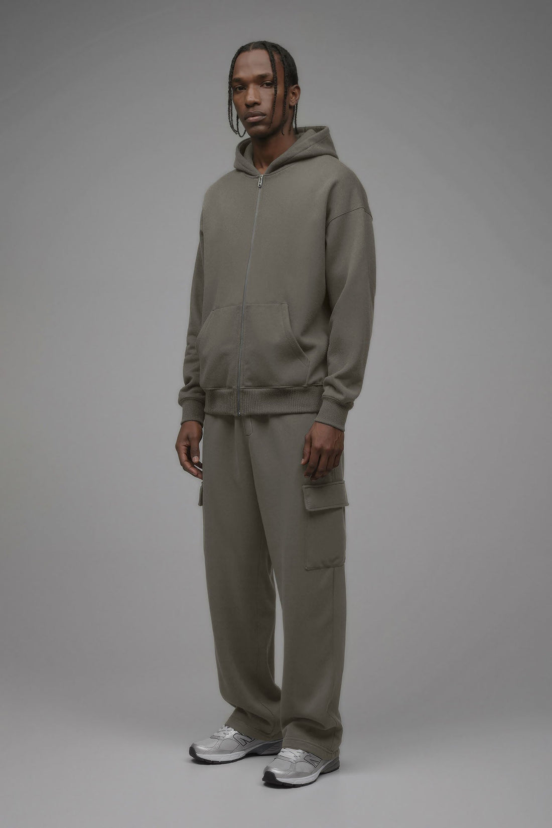 410 Oversized Zip Hoodie - Moss Grey