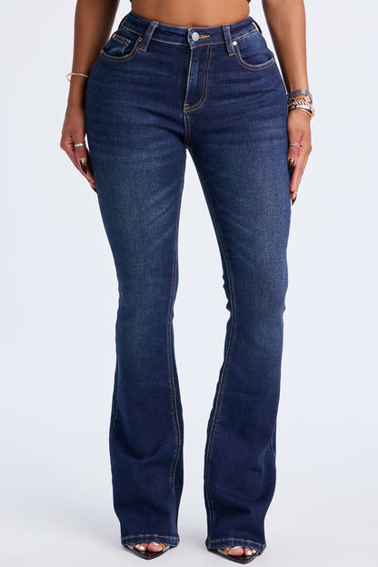 Kenny Mid Rise Flare Jeans - Dark Wash