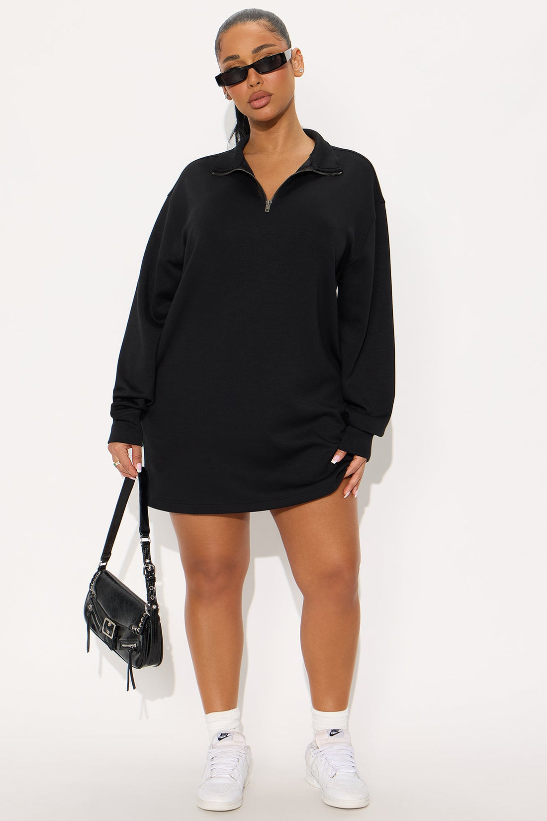 Flow With Me Sweater Mini Dress - Black