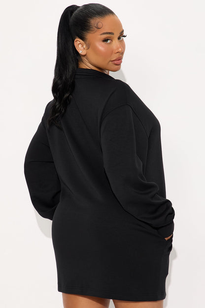 Flow With Me Sweater Mini Dress - Black