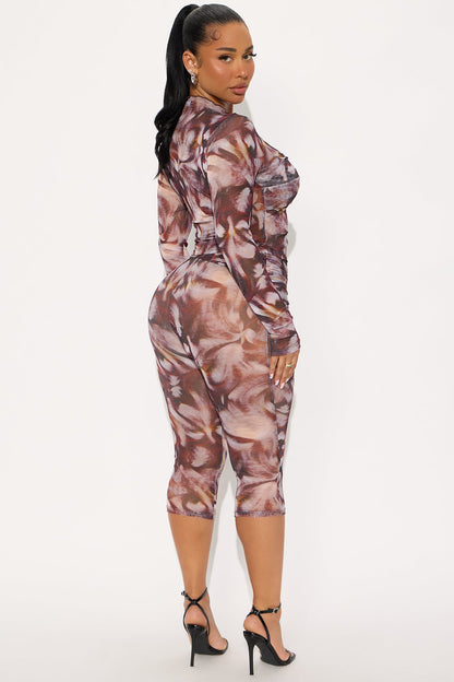 Out For The Night Capri Set - Brown Combo