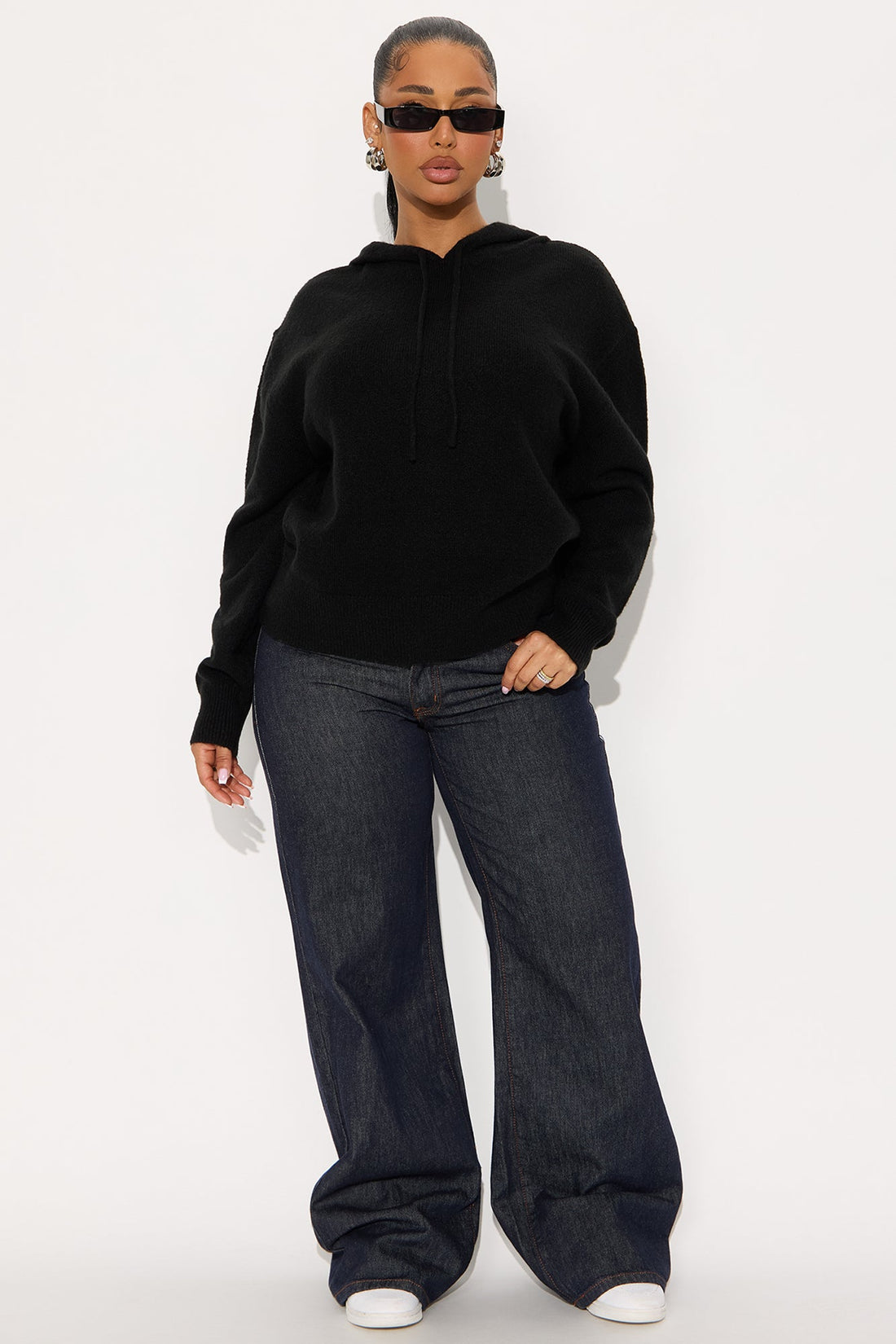On Weekends Sweater Hoodie - Black