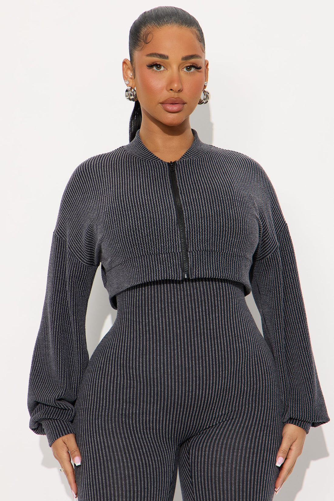 Riley Ribbed Two Piece Jumpsuit - Black