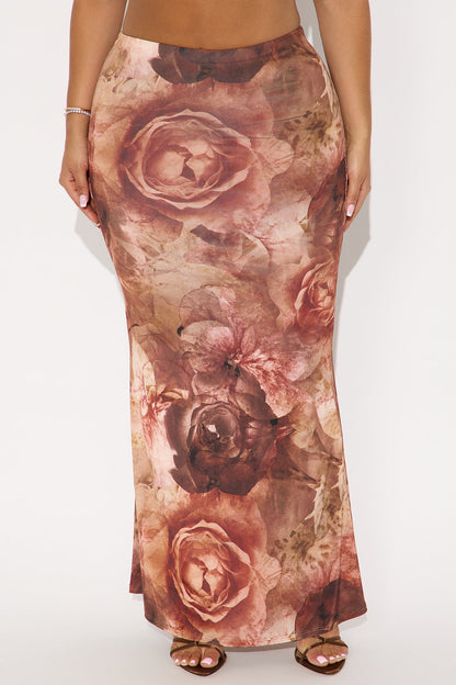 Autumn Romance Maxi Skirt - Brown/combo