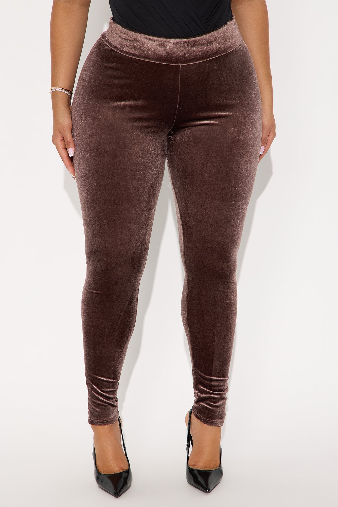 Remina High Rise Velvet Legging - Chocolate