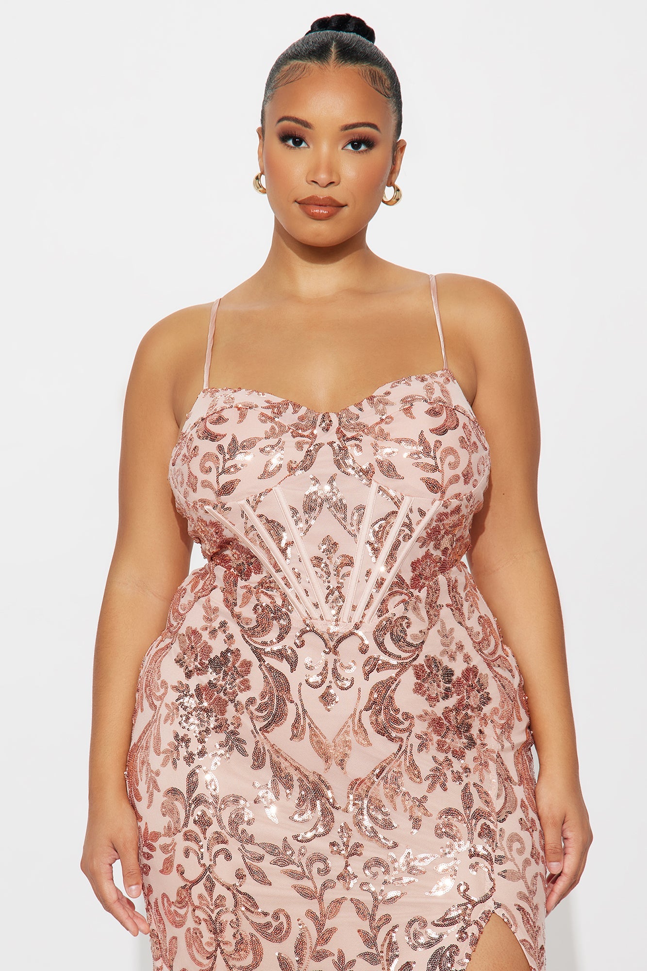 Camryn Embellished Corset Gown - Rose Gold