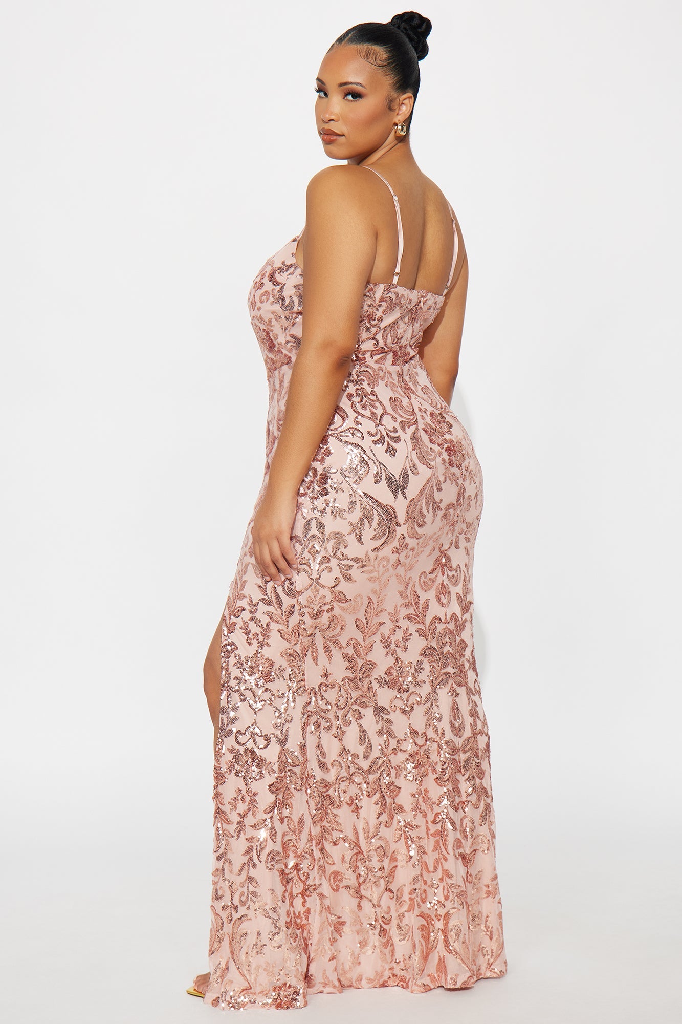 Camryn Embellished Corset Gown - Rose Gold