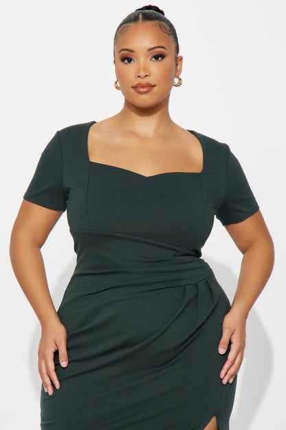 Stevie Short Sleeve Ponte Midi Dress - Hunter
