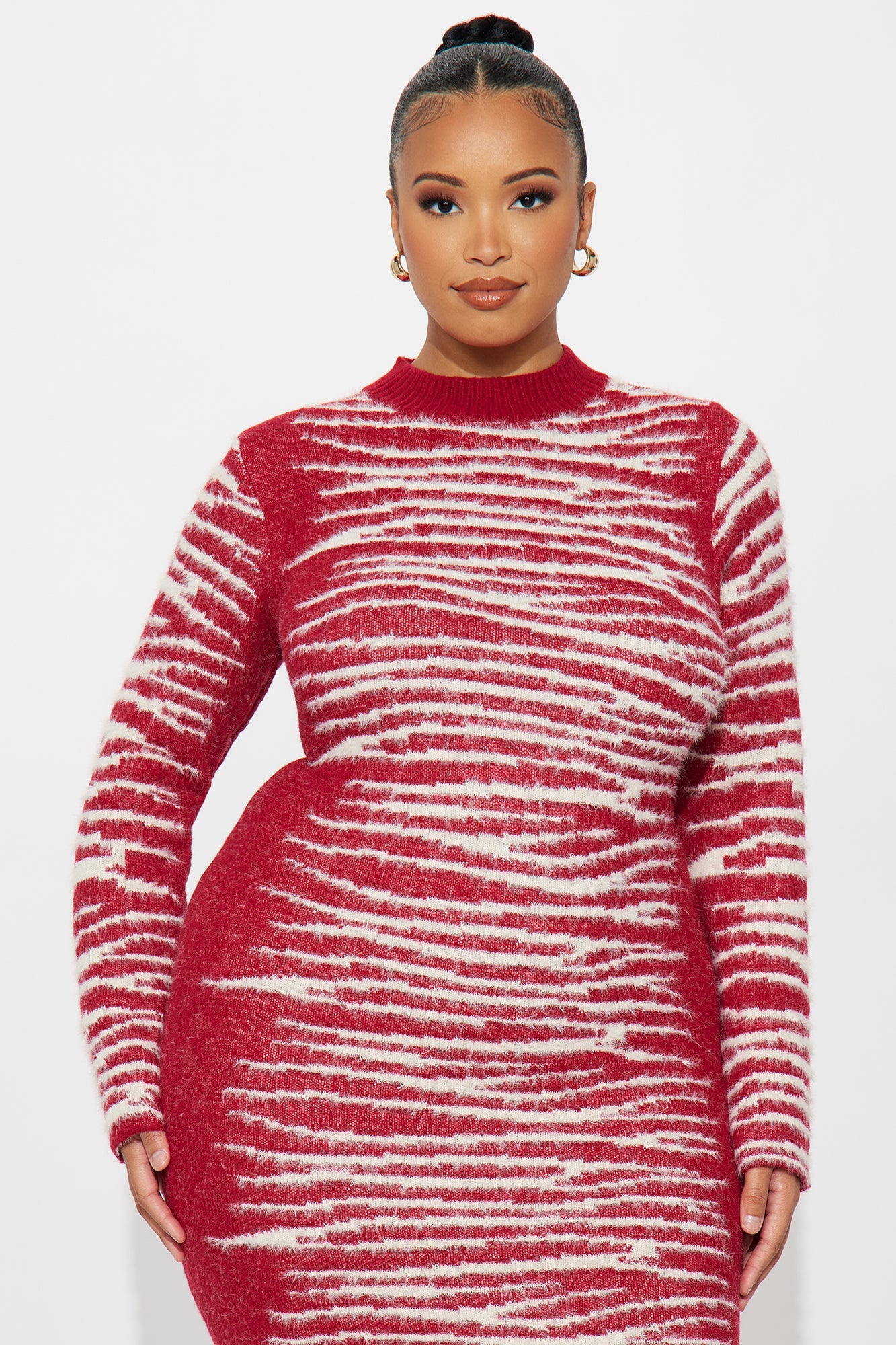 Hot Flow Sweater Maxi Dress - Burgundy/combo