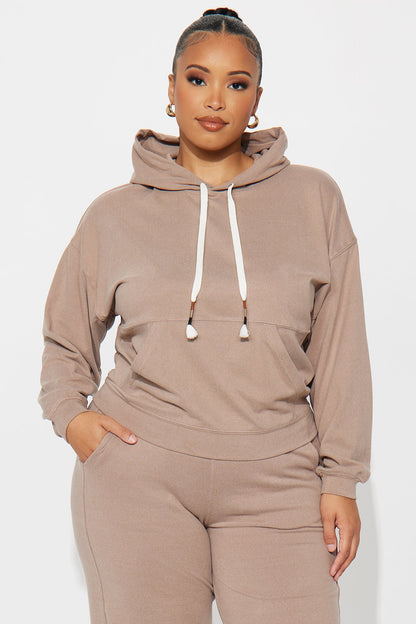 Allie Butter Ribbed Lounge Hoodie - Taupe