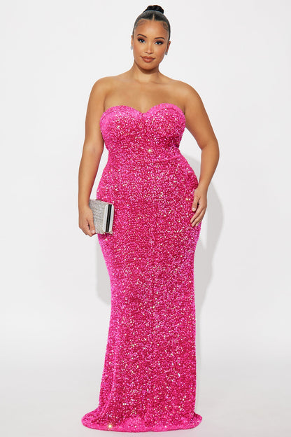 Seriously Stylish Sequin Maxi Dress - Fuchsia