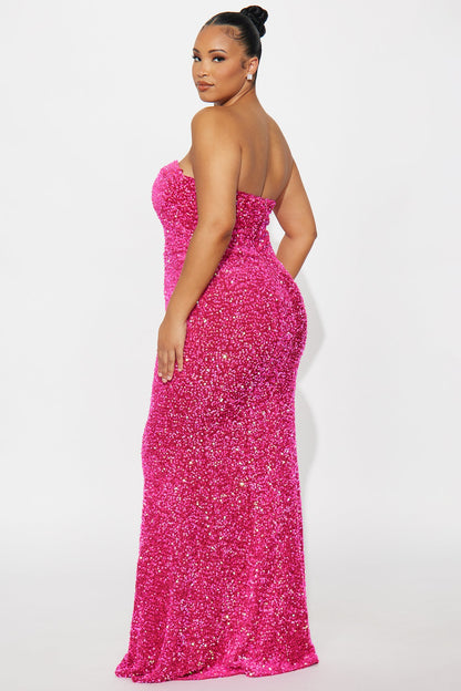 Seriously Stylish Sequin Maxi Dress - Fuchsia