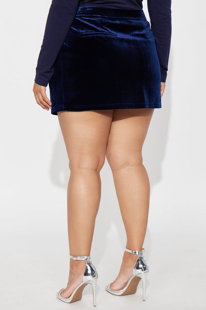 By My Side Velvet Mini Skirt - Navy
