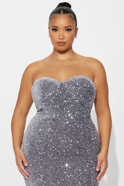 Seriously Stylish Sequin Maxi Dress - Charcoal