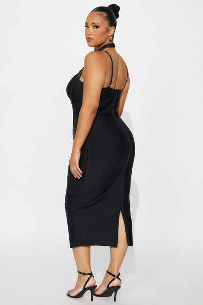 Feel The Vibes Bandage Mini Dress - Black