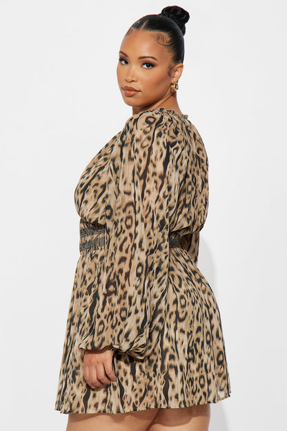 Chaos Queen Leopard Mini Dress - Brown/combo