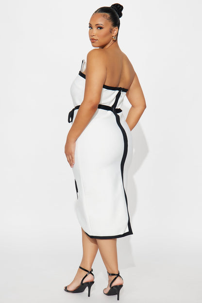 Clarissa Contrast Bandage Midi Dress - White/Black
