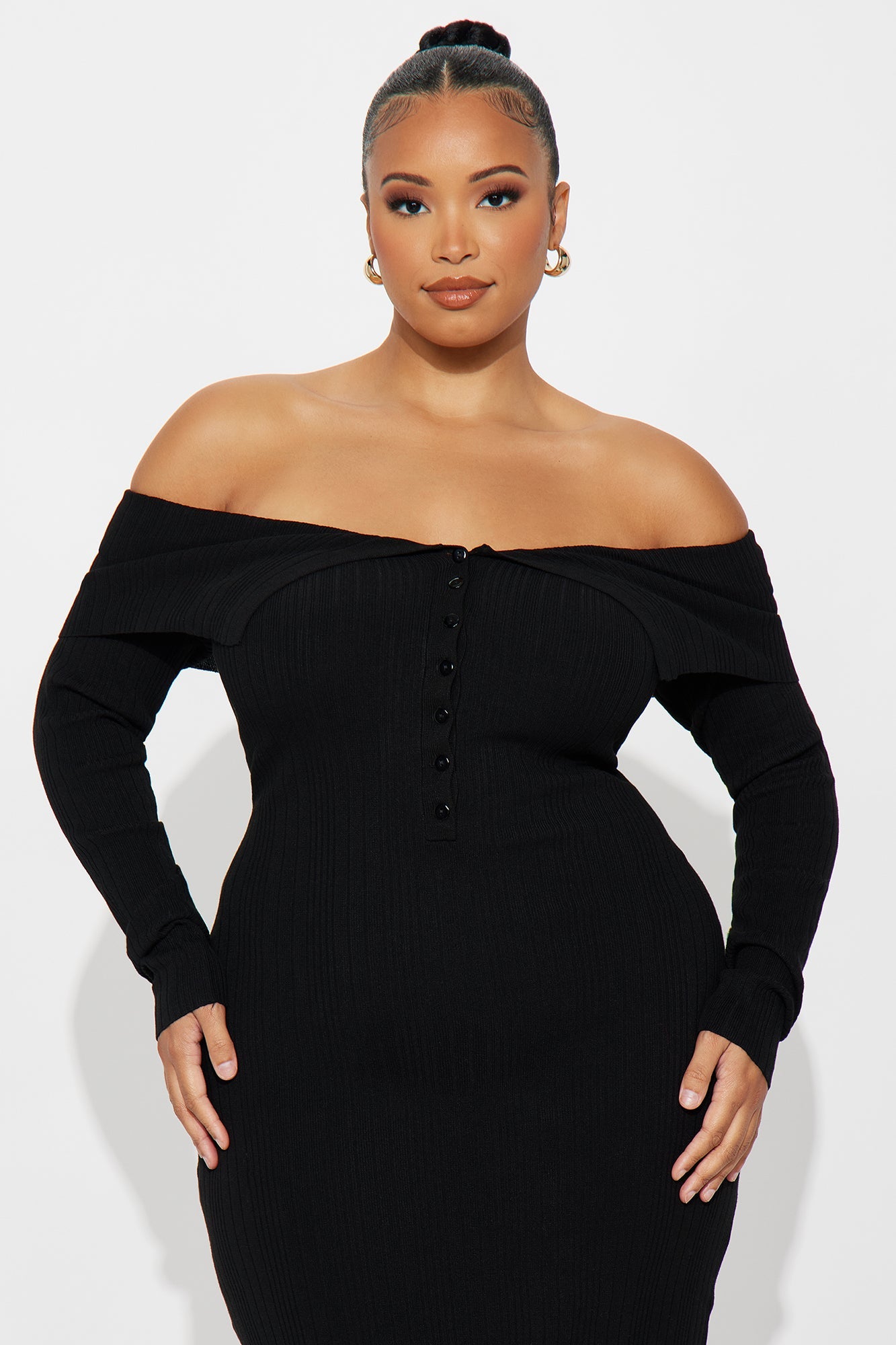 Do It Like Me Sweater Midi Dress - Black