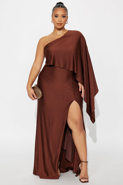 Classic Mayhem Draped Maxi Dress - Chocolate