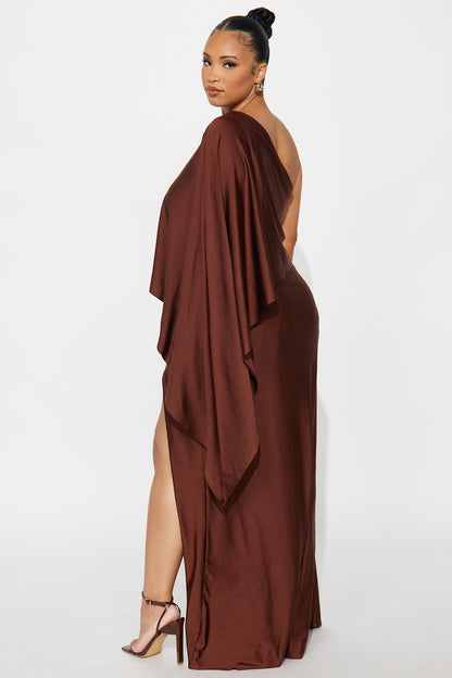 Classic Mayhem Draped Maxi Dress - Chocolate