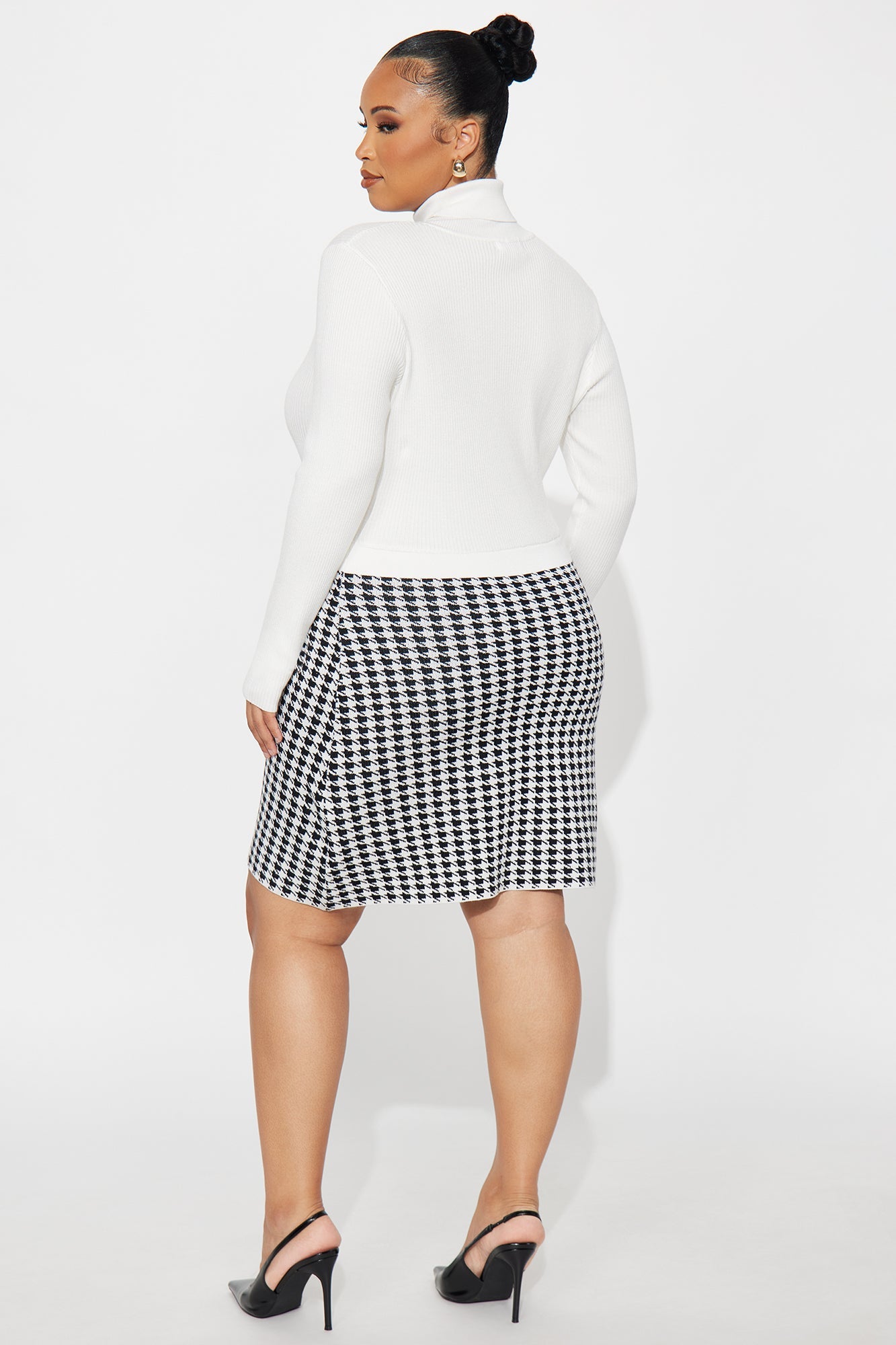 Tailored Taste Plaid Sweater Mini Dress - Ivory/combo