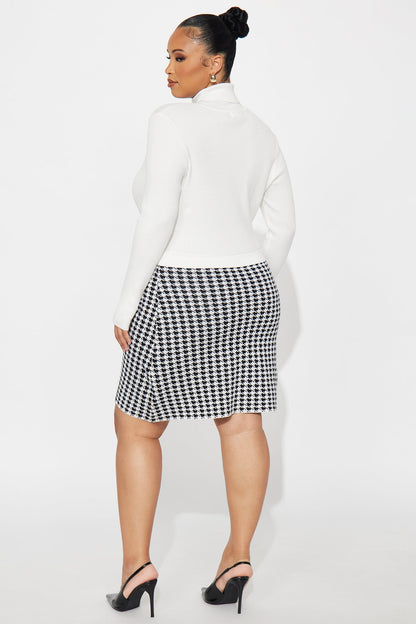 Tailored Taste Plaid Sweater Mini Dress - Ivory/combo
