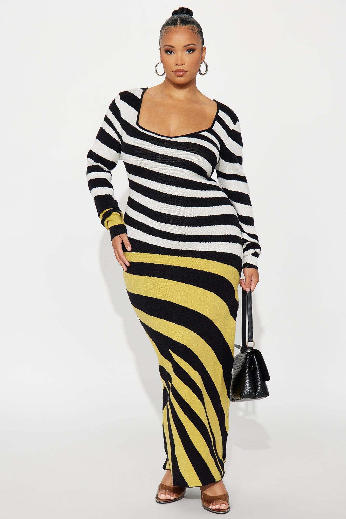 Montoya Striped Sweater Maxi Dress - Black/combo