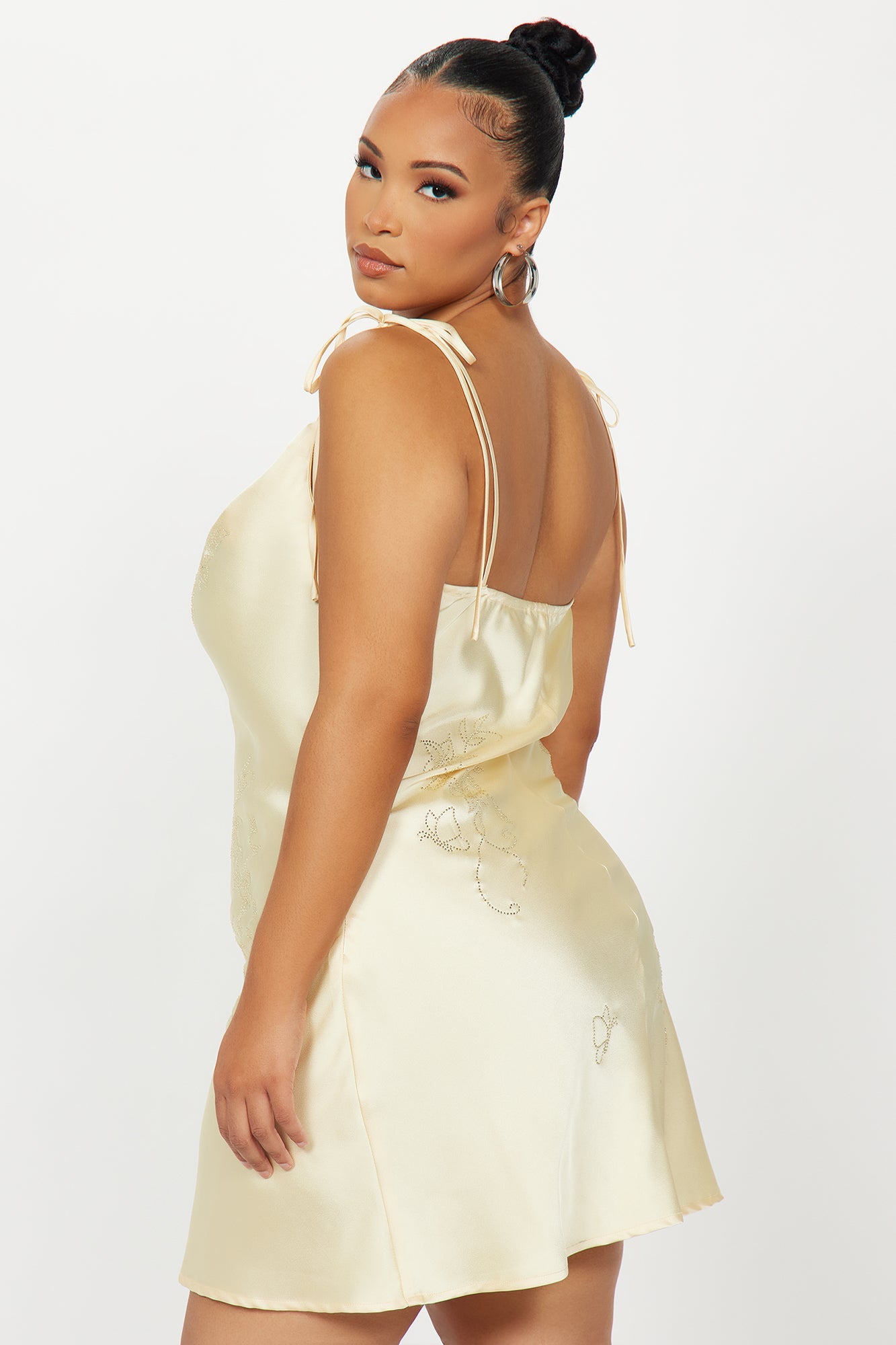 Fairy Godmother Embellished Satin Mini Dress - Yellow