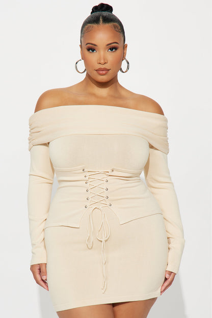 Luisa Sweater Corset Mini Dress - Ivory
