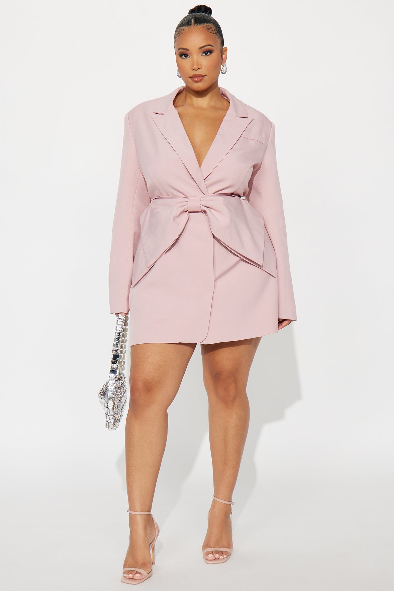 Bridgette Bow Blazer Mini Dress - Rose