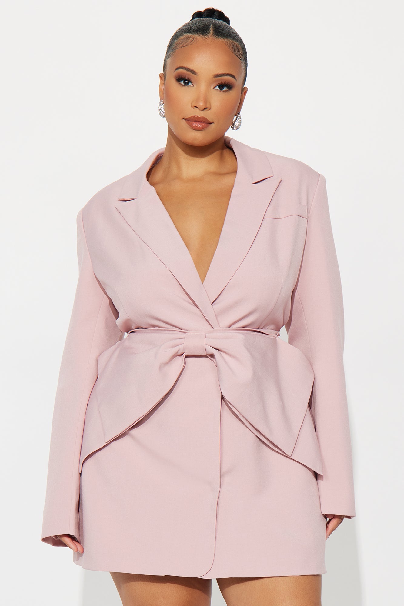 Bridgette Bow Blazer Mini Dress - Rose