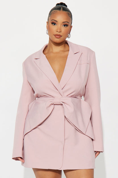 Bridgette Bow Blazer Mini Dress - Rose