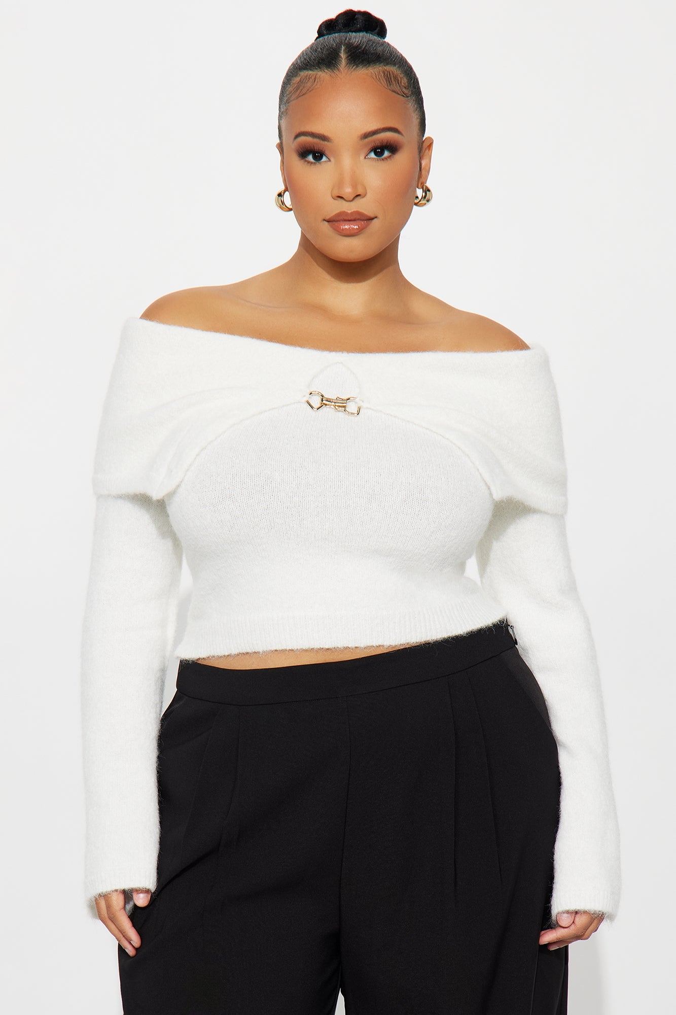 Catch Me Off Shoulder Sweater - Ivory