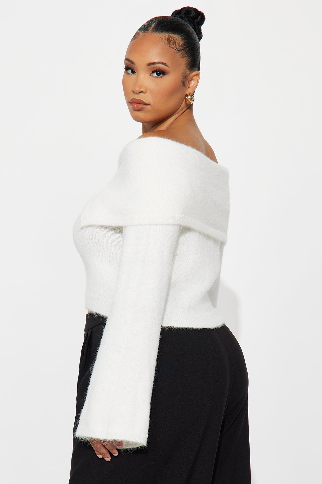 Catch Me Off Shoulder Sweater - Ivory