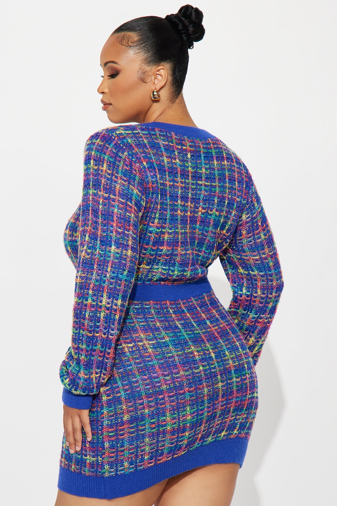 Boss Babe Plaid Sweater Mini Dress - Navy/combo