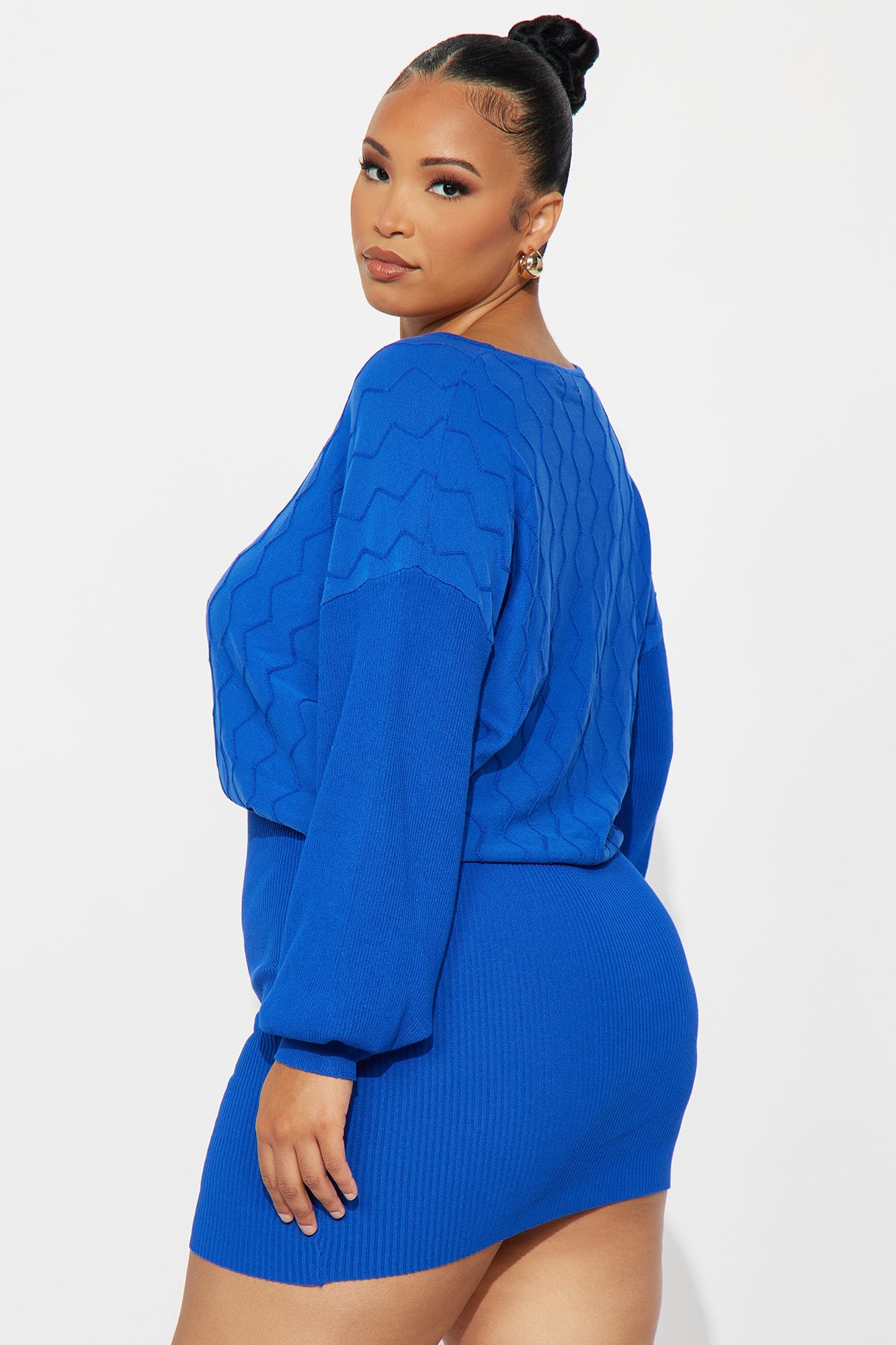 Electric Pop Sweater Mini Dress - Royal