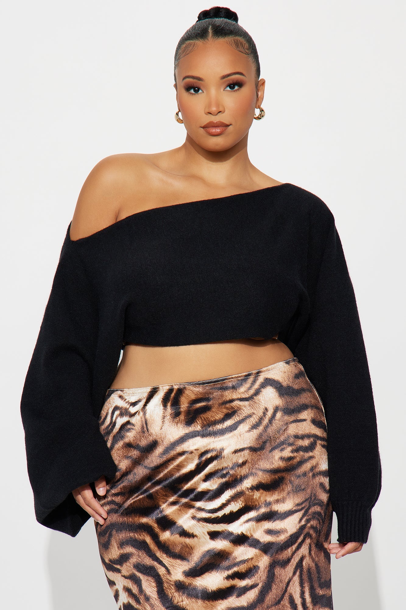 Love Away One Shoulder Sweater Top - Black