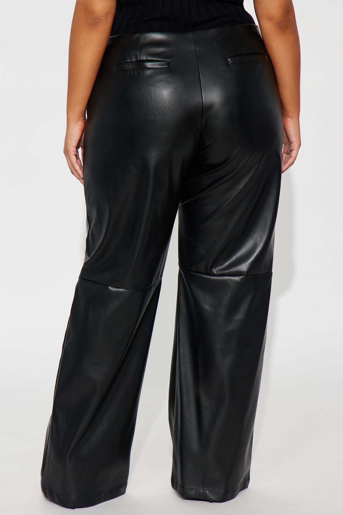 Athena Faux Leather Wide Leg Pant 33″ - Black