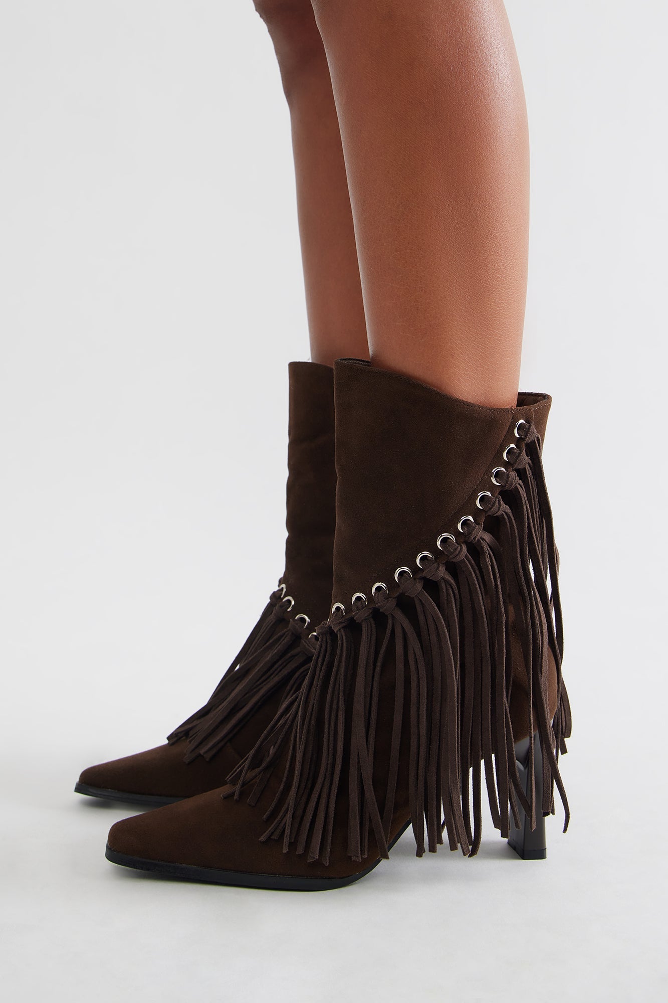 Dolly Fringe Booties - Chocolate