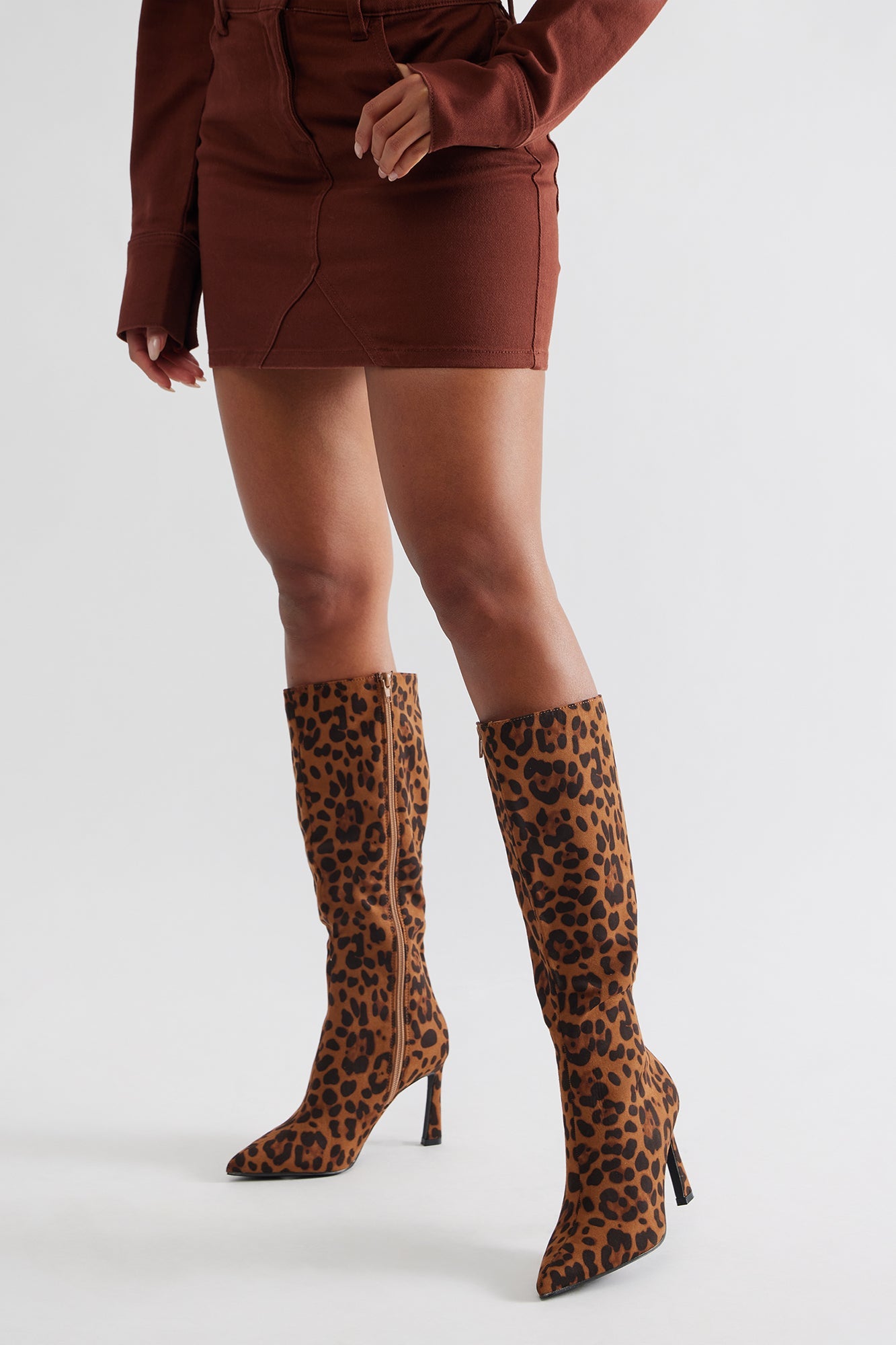 Delphi Knee High Boots - Leopard