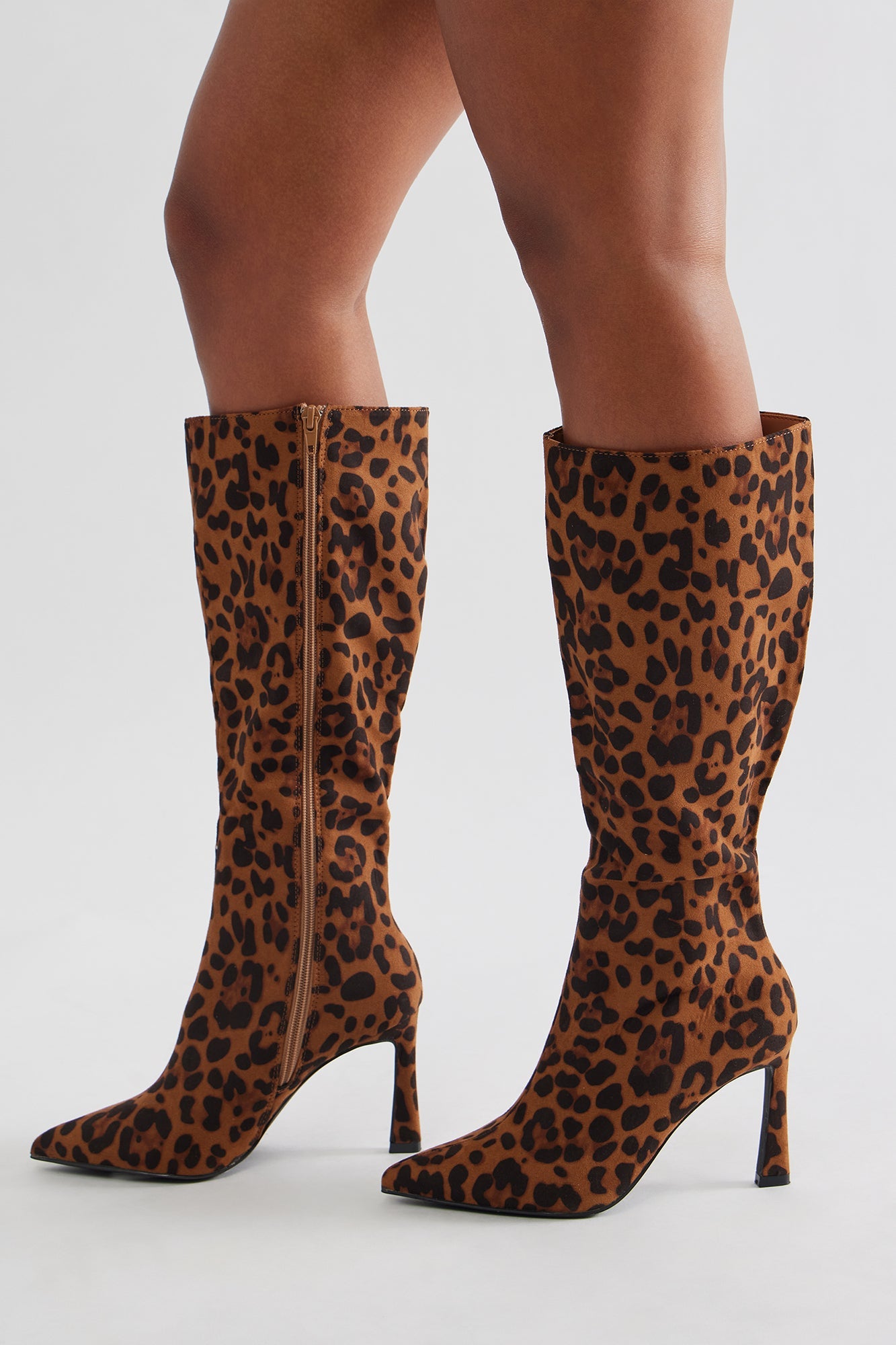 Delphi Knee High Boots - Leopard