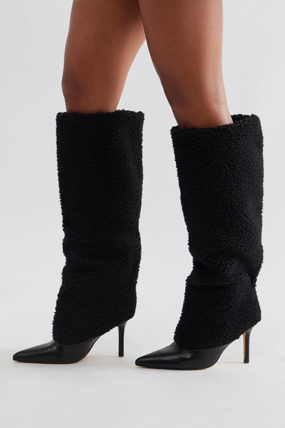 Winnipeg Sherpa Knee High Boots - Black