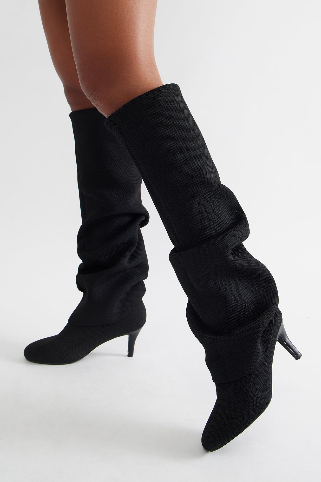 Mccoy Ruched Knit Boots - Black