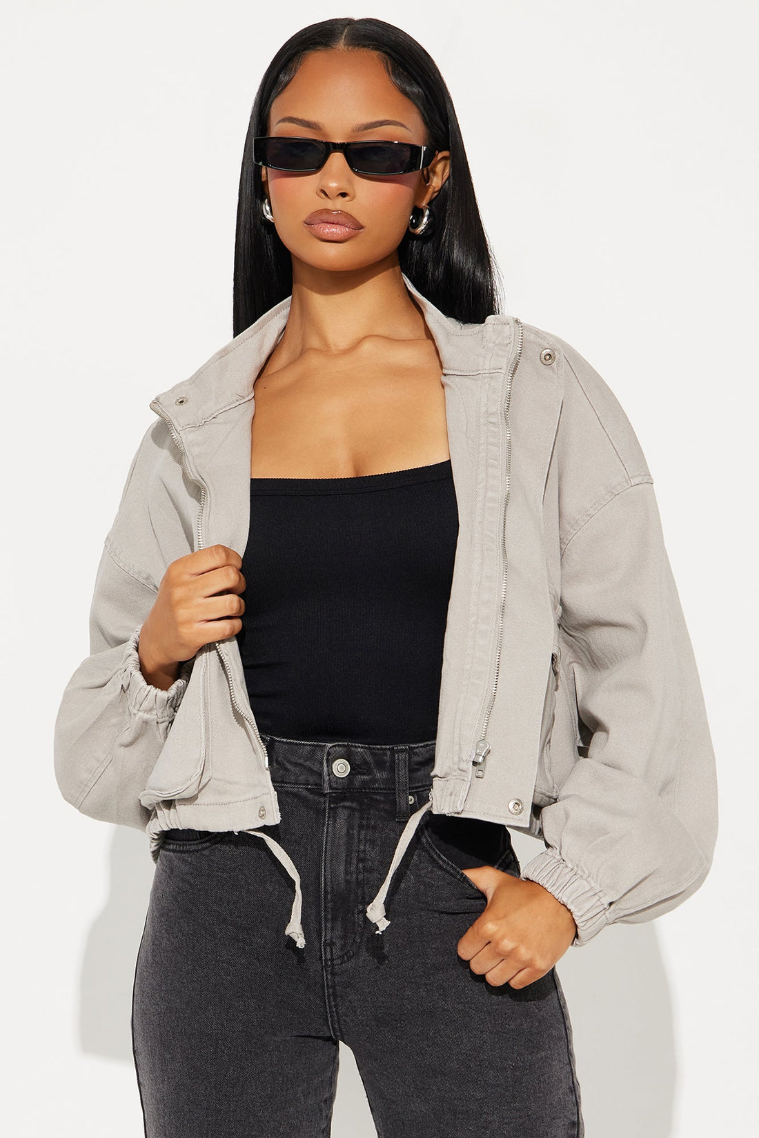 Edge Of Town Twill Bomber Jacket - Grey