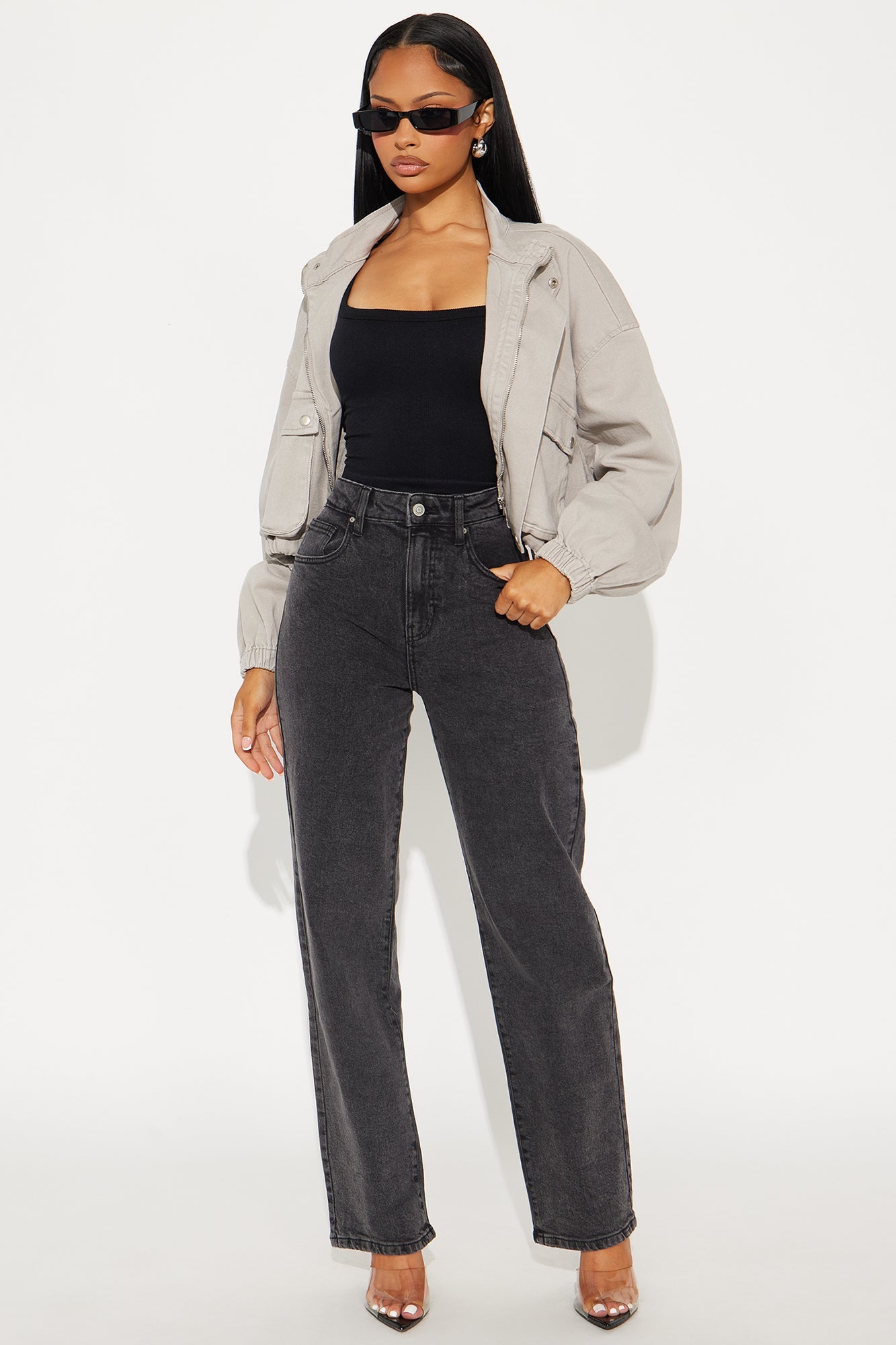 Chateau High Rise Straight Leg Jeans - Black Wash