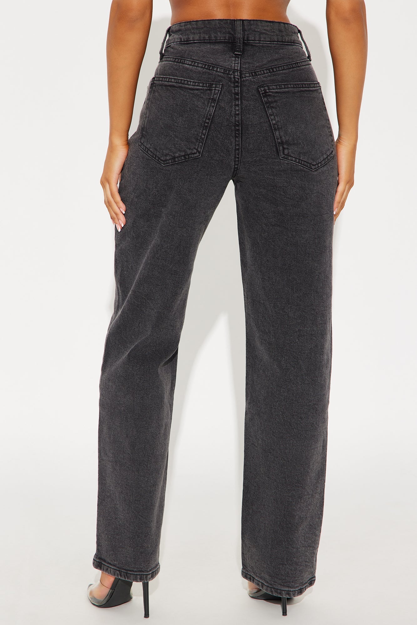 Chateau High Rise Straight Leg Jeans - Black Wash