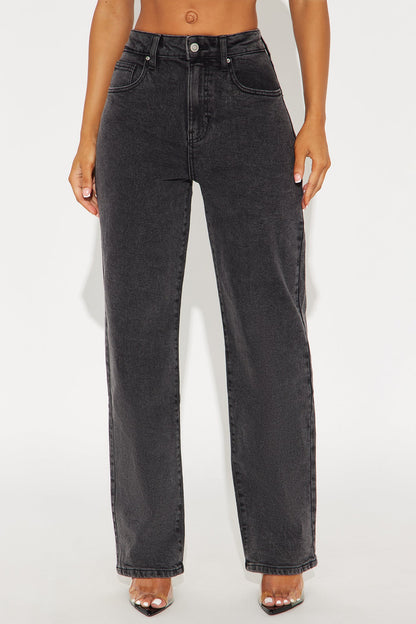 Chateau High Rise Straight Leg Jeans - Black Wash