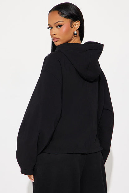 Aiden Nylon Blend Hooded Jacket - Black