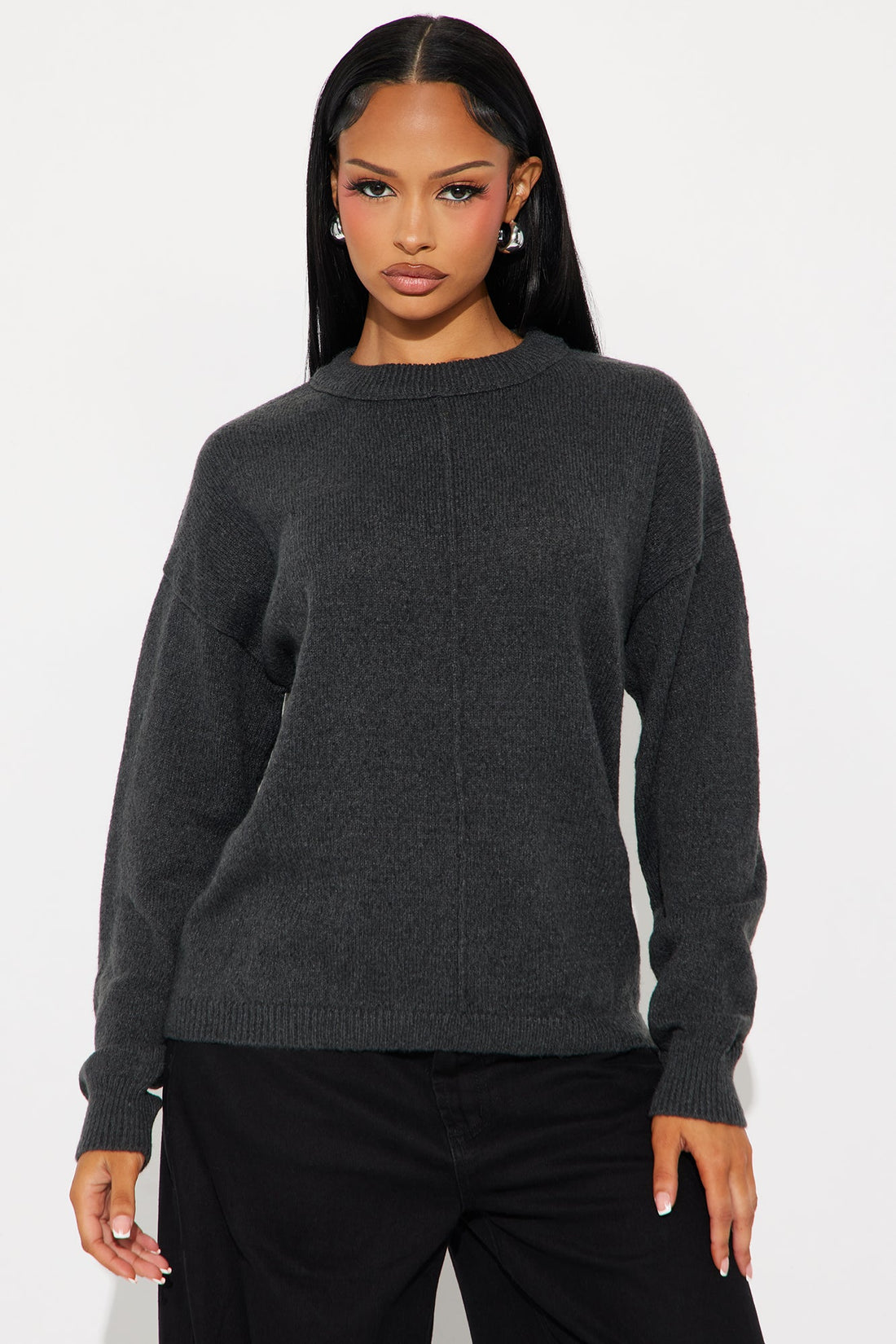 All Season Crew Neck Sweater - Charcoal