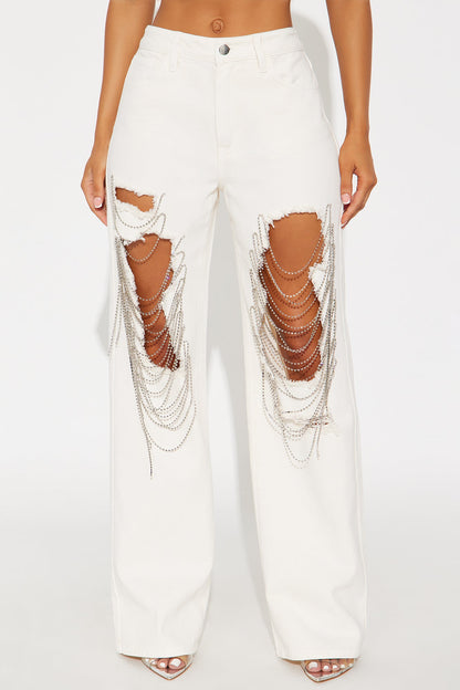 Make Your Life Shine Distressed Pant - Stone